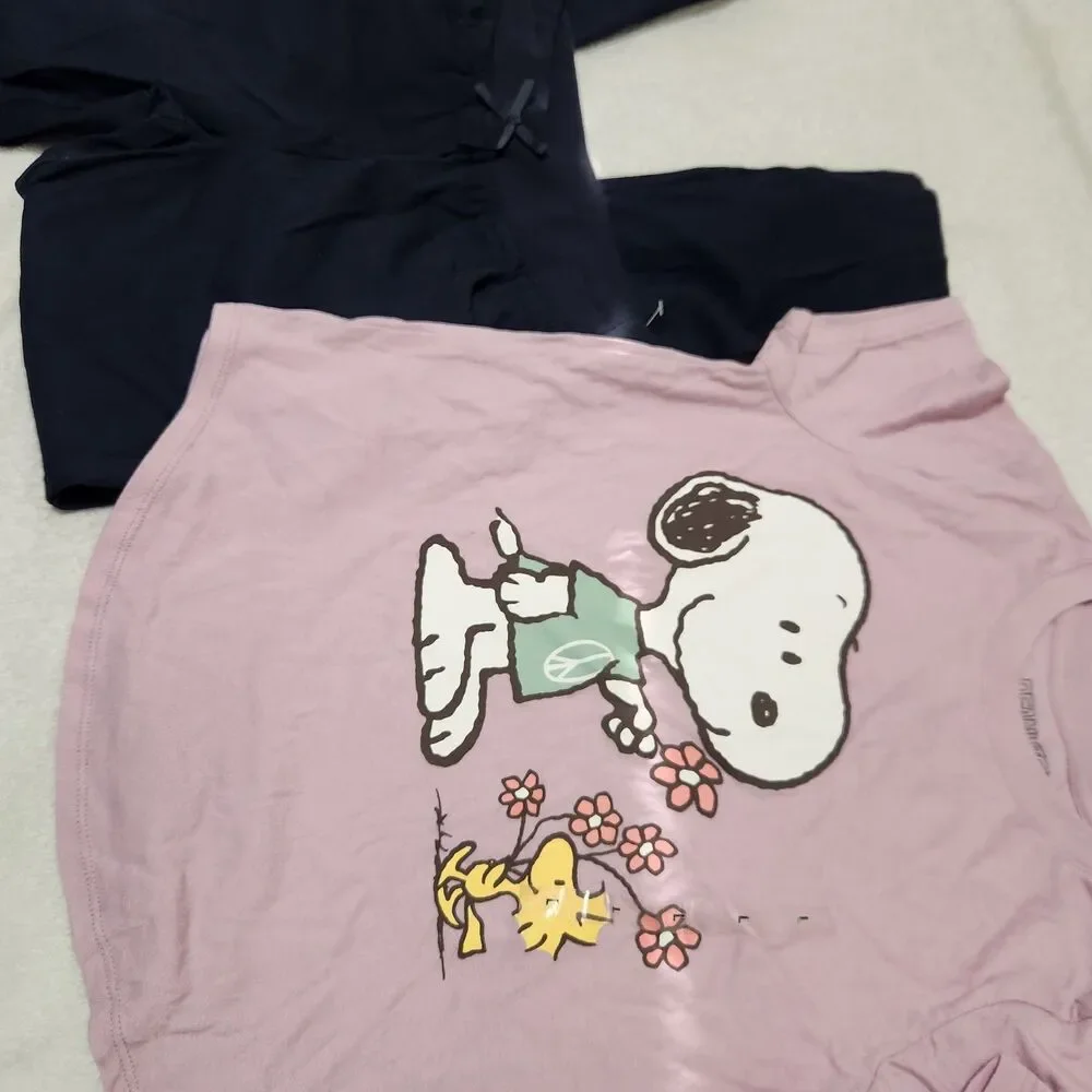 Izod Girls 2pcs Set Blue Pants And Pink Snoopy Top size large (10) . New